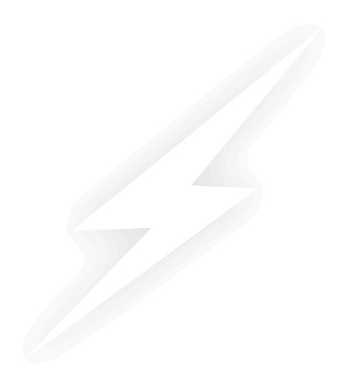 Decorative lightning bolt graphic beside case study cards